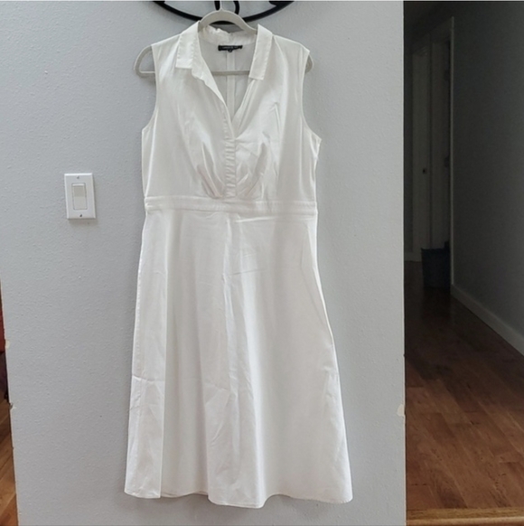 Lafayette 148 new york white sleeveless a-line dress